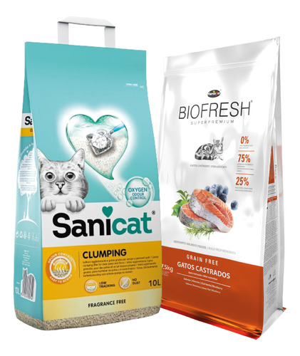  Biofresh Gatos Castrados 7,5kg + Sanicat Clumping 10l