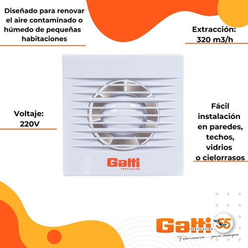 Imagen 4 de 10 de Extractor De Aire Baño 6 Gatti Ventilación Motor Potenciado