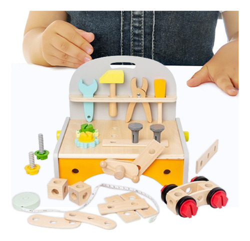 Wooden Play Tool Set Wooden Construction Bench Toy For Kids
