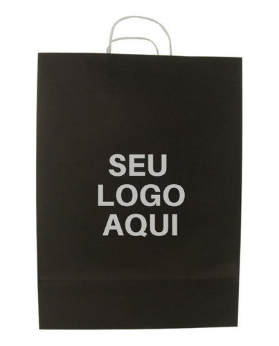 Sacola Preta Grande 41,5x31x15 Personalizada - 200 Unidades