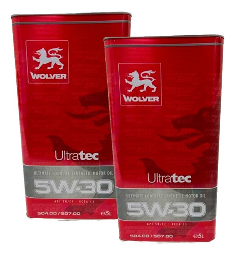 Aceite Motor 5w30 Wolver Sintetico Ultratec C3 Pack 10 Lts