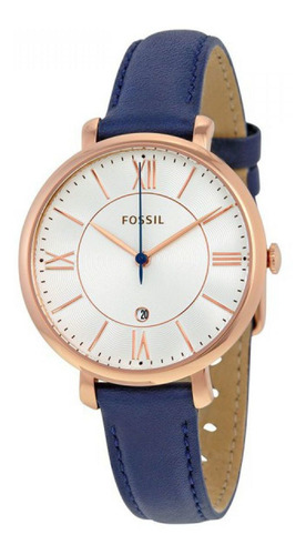 Reloj Dama Fossil Es3843 Color Azul De Piel