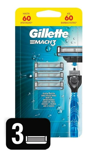 2 Pza Repuestos Para Afeitar Gillette Mach3 Aqua Grip 3 Pzas