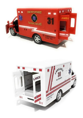 Ambulancias ×2. Kinsmart Escala 1:32. (12 Cms)