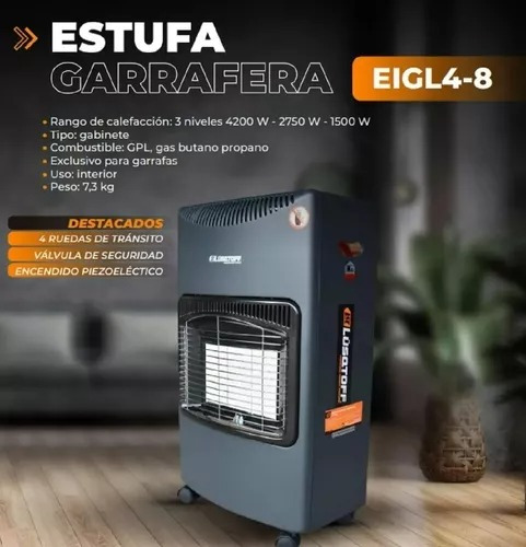 Imagen 3 de 4 de Estufa Garrafera Glp Infrarroja Eigl4-8 Lusqtoff 4200w