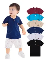 Comprar Kit 2 Camisas Gola Padre Henley Bebe Menino Manga Curta