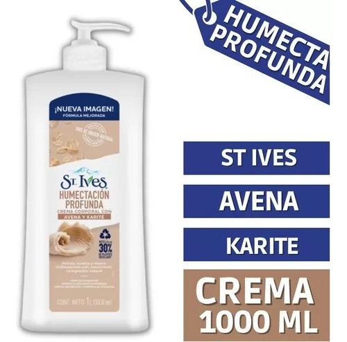 St Ives Crema Humectación Profunda 1000ml Avena Y Karite 1lt
