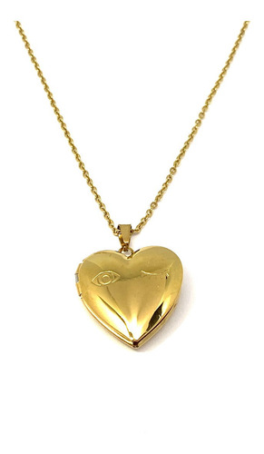 Imagen 8 de 10 de Relicario Acero Inoxidable Dorado Corazon