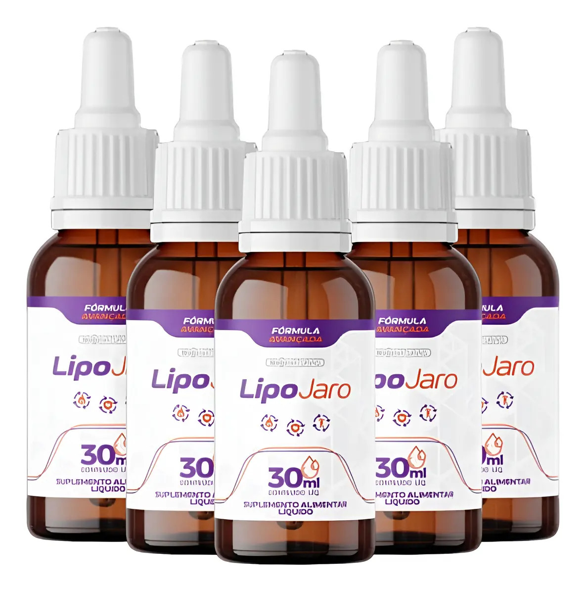 Multivitamínico Lipojaro em Gotas para Beleza e Nutrição com Sabor Laranja - Kit com 5 unidades