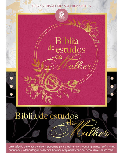 Bíblia De Estudos Da Mulher | Nvt | Capa Luxo Rosa | Com Índice Lateral | Pão Diário