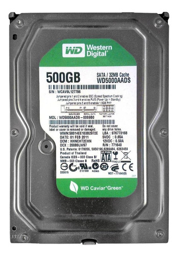 Disco rígido interno Western Digital WD Caviar Green WD5000AADS 500GB verde