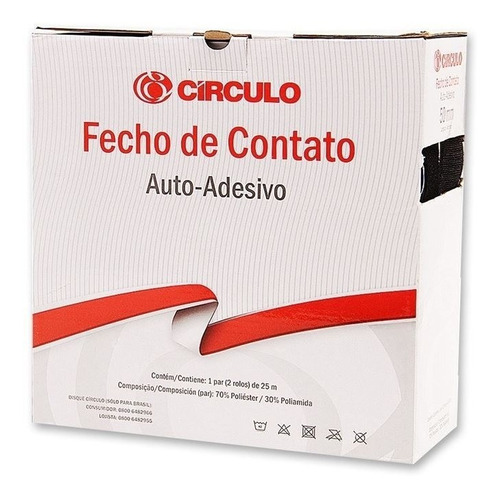 Fecho De Contato Auto Adesivo 16mm Branco Rolo 25 Metros