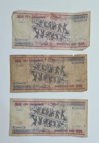 Cedula Papel Moeda 100 Cruzeiros 1984 (4 Unidades) (Usado)
