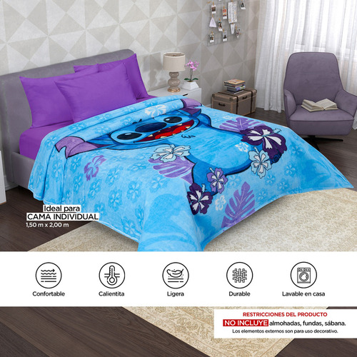 Cobertor Serenity Individual Stitch Surf - Providencia Color Celeste