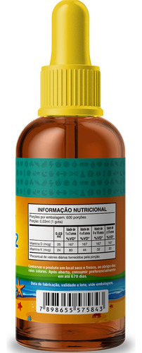 Vitamina Kids D3 E K2 Em Gotas 600 Doses 20ml - Uvits Sabor Sem Sabor