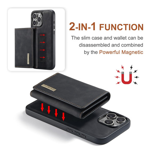 Capa De Celular Tipo Carteira Removível 2 Em 1 Para iPhone 1