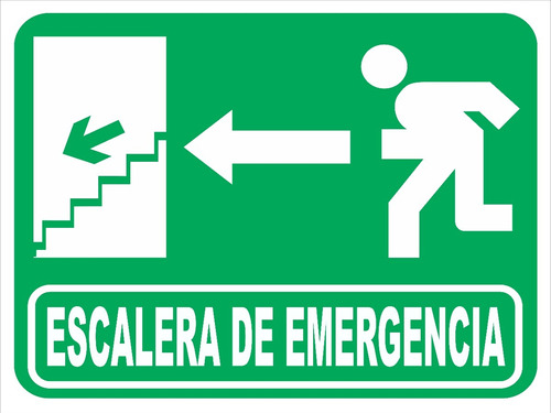 Cartel Linea Evacuacion Escalera De Emergencia Izquier 30x40