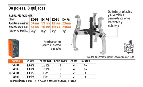 Imagen 3 de 10 de Extractor Poleas 3 Patas 3 Acero Truper 14500 Sin Interes