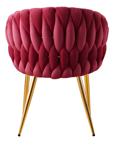 Set 2 Sillas Comedor Dapri Patron Tejido Elegante Moderno Tejida Terciopelo Dorado Vino