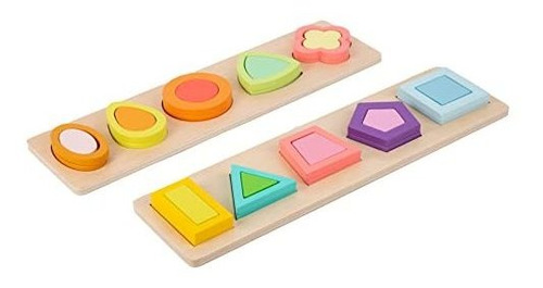 Adena Montessori Colorido Múltiples Puzzles De Forma Mw6ww