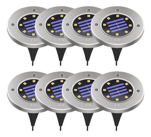 Elite 8 Led Luz Solar De Tierra Acero Inoxidable Para Csped,