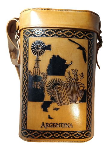 Portatermo Argentina Matera 34cm Bolso Cuero Personalizada