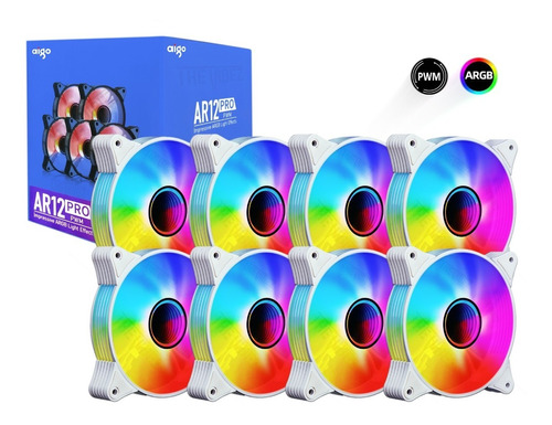 Cooler Fan Aigo Ar12 Pro Argb + Pwm 8 Fans Infinity Brancos