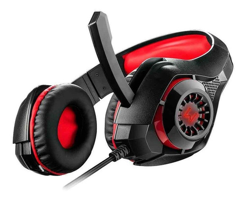 Imagem 3 de 4 de Fone de ouvido over-ear gamer Warrior Rama preto e vermelho com luz vermelho LED