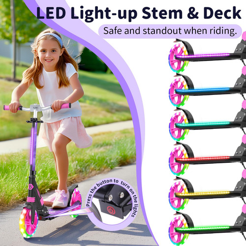 Scooter Para Niños Con Luz Led Altura Ajustable Plegable