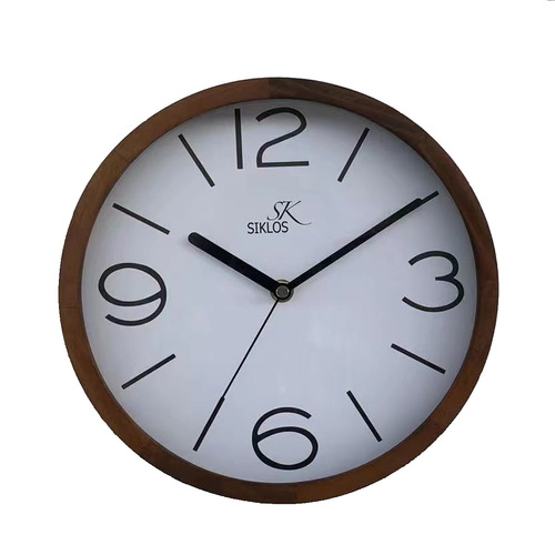 Reloj Pared Madera Siklos 25 Cm Blanco Silencioso Color de la estructura Marrón oscuro