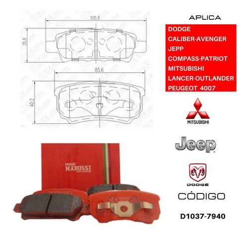 Pastillas Traseras De Frenos Dodge Caliber 2.4 2006-2007