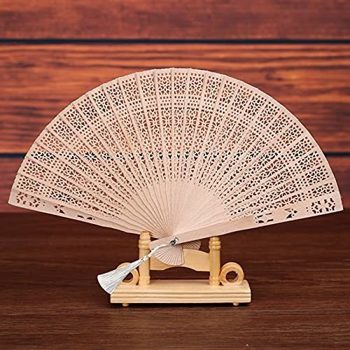Imagen 4 de 4 de Emsiok 4 Pcs Wooden Folding Fan, Vintage Wooden Fan Abanico