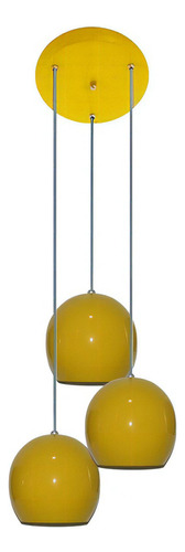 Lustre Pendente Colorido (bolinha) - 03 Pendentes Juntos Cor Amarelo 110v/220v