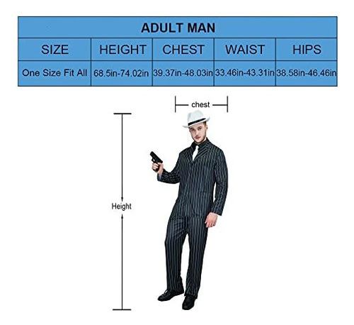 Disfraz De Gángster Para Hombre Blanco Plano (talla Única, N