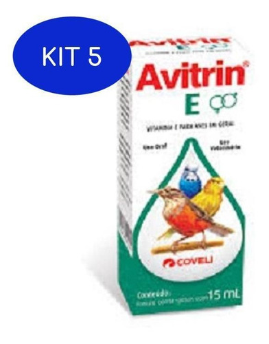 Kit 5 Avitrin Vitamina E Para Aves Em Geral
