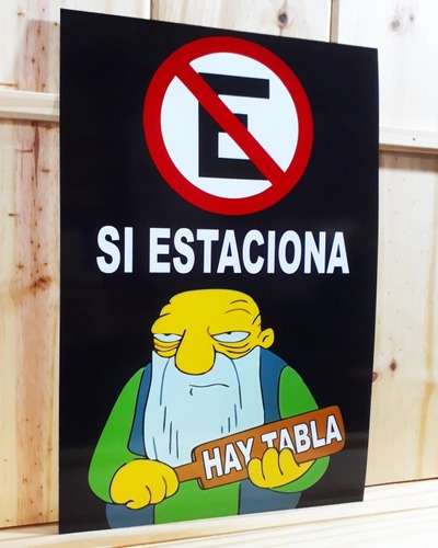 Cartel De Chapa Prohibido Estacionar Hay Tabla Los Simpson