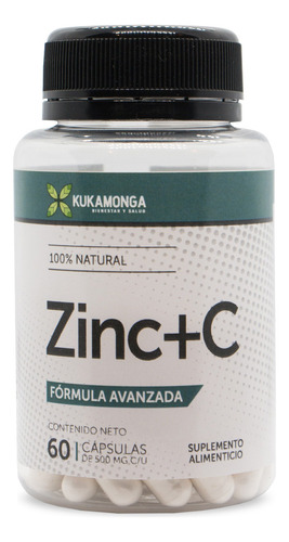 Zinc + Vitamina C, Defensas, Sistema Inmunológico - 60 Cáp