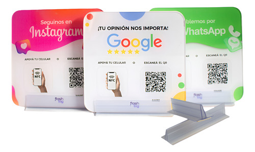 Carteles Acrílico Redes Marketing Digital - Combo 1 Cartel Google - 1 Cartel Whats App - 1 Cartel Insta Gram
