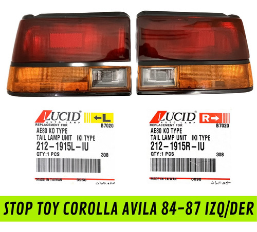 Stop Toyota Corolla Avila 84-89 Izquierdo Y Derecho Nuevo 