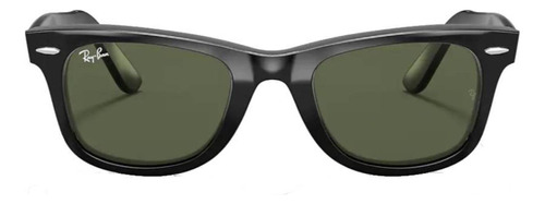 Óculos De Sol Masculino E Feminino Wayfarer Ray-ban Cor da armação Preto Cor da haste Preto Cor da lente G-15 Verde Desenho Quadrado