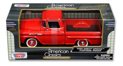Motormax 1:24 1958 Chevy Apache Fleetside Pickup Rojo