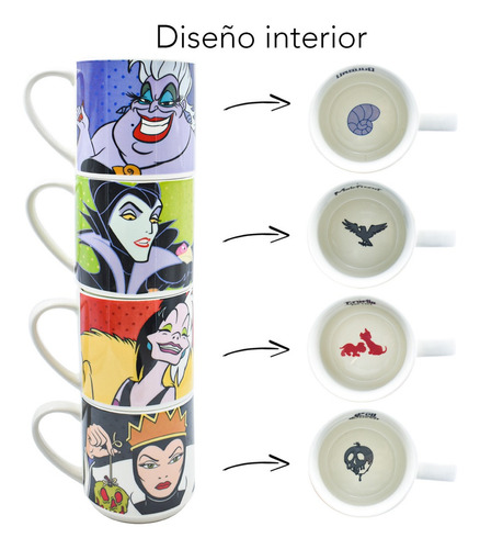 Jgo 4 Tarros Apilables De Porcelana Bon China Villanos 330ml