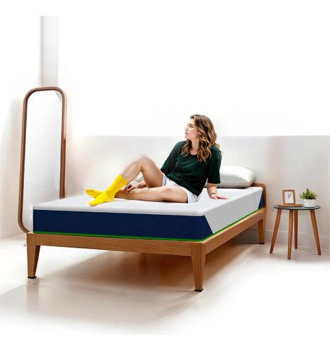 Colchon Individual Espuma Zen Memory Foam Drjoohn 20 Cm Color Blanco