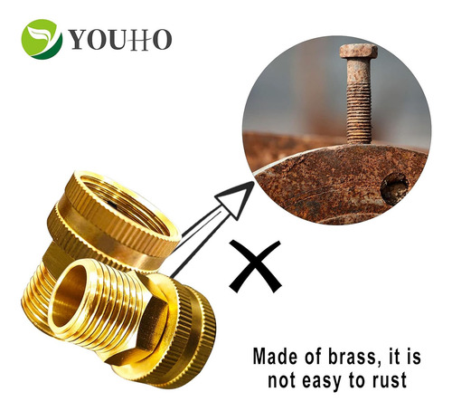 Adaptador De Manguera De Jardin Youho, Laton, 3/4 Git Hem...