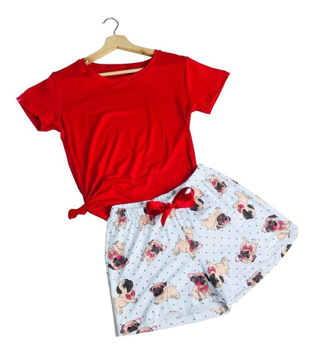 Pijama Short Y Camisa Hermoso Conjunto Para Mujer, Comodo