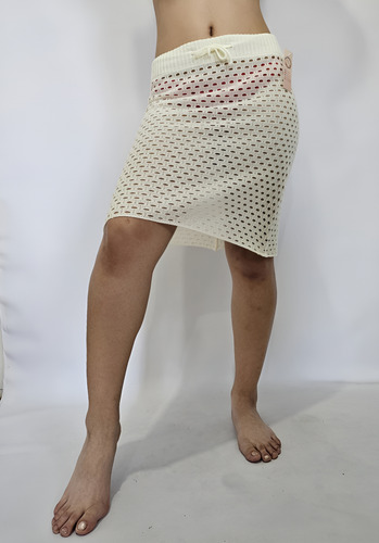 Pollera Mini Crochet Calado Playa S / M