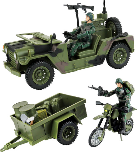 Juguete Click N' Play De Vehiculo Militar Con Accesorios