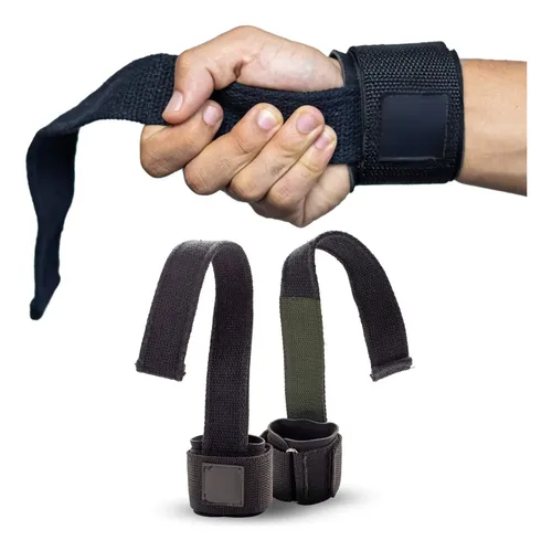 Straps Monster Par Academia Costas Punho Musculação Luva Cor Pret...