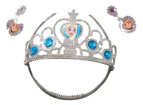 Tiara Coroa Princesa Frozen Cinderela Parta & Azul Cor Prata & Azul