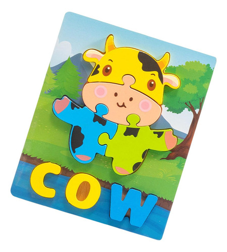 Niños 3d Formas Letra Madera Rompecabezas 14,8 Cm X 17,8 Cm